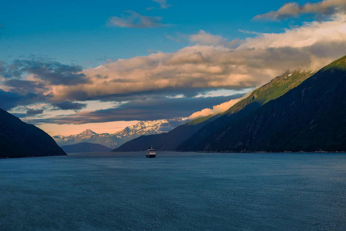 Pulling Into Skagway at Sunrise