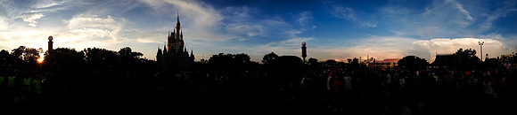 Silhouette of Magic Kingdom at Sunset
