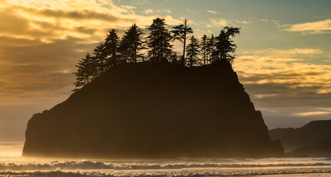 Silhouetted Sea Stack